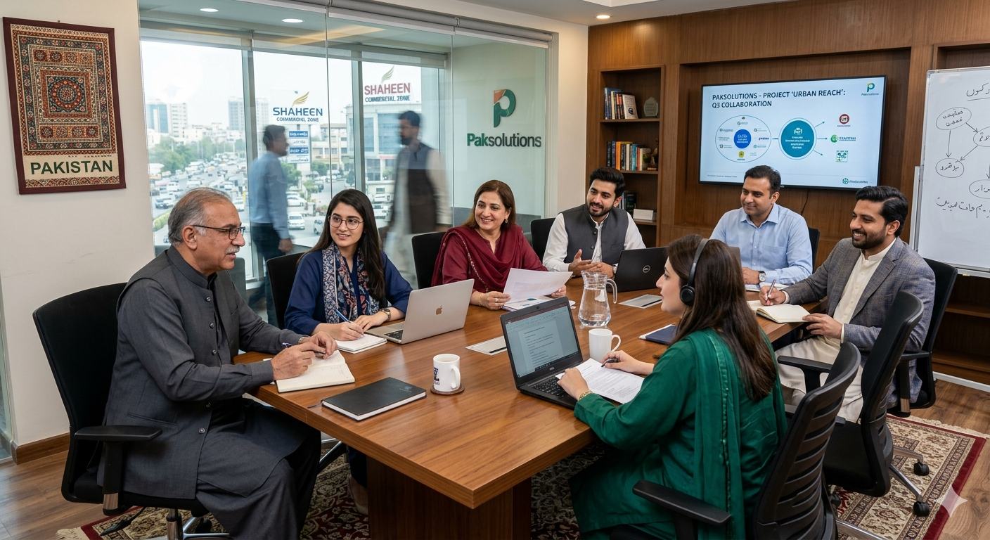 A group of diverse professionals engaged in a collaborative meeting.
